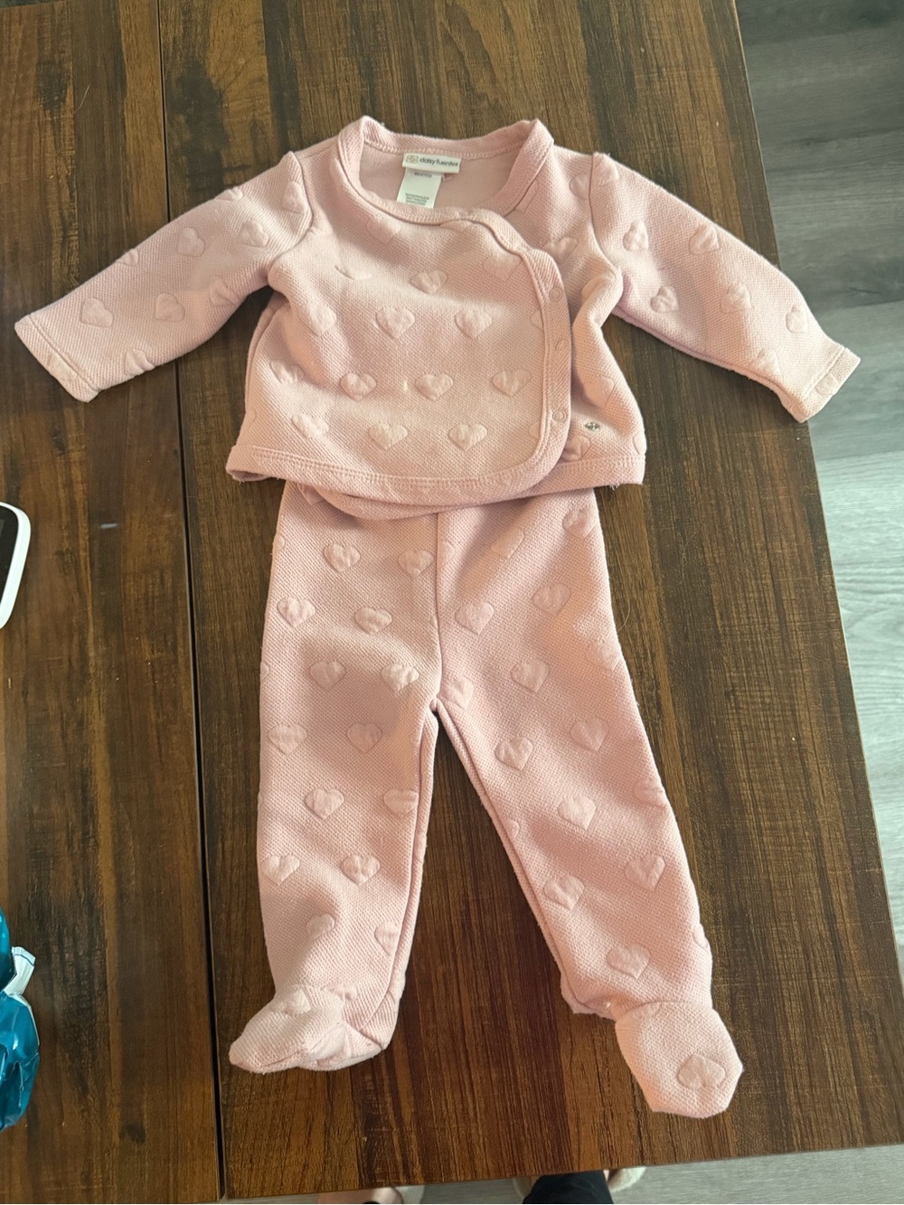 Daisy Fuentes Light Pink Quilted Heart Baby Pajama Set